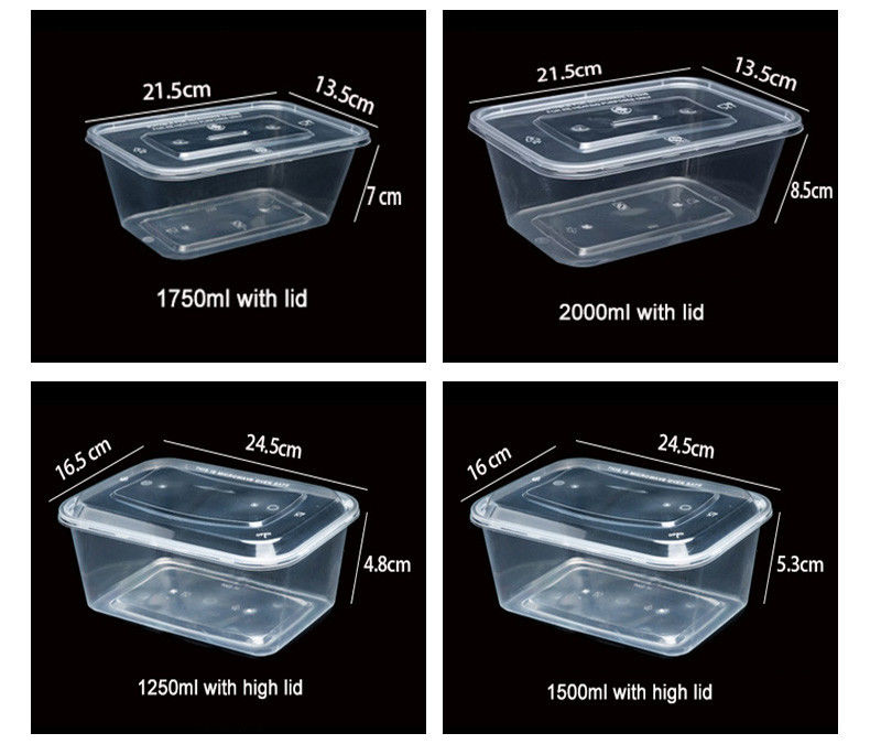 โปรแกรมอาหารจากพลาสติกโปร่ง 6 ช่อง กล่องเบนโต้ใช้ครั้งเดียว สําหรับโรงแรมและงาน