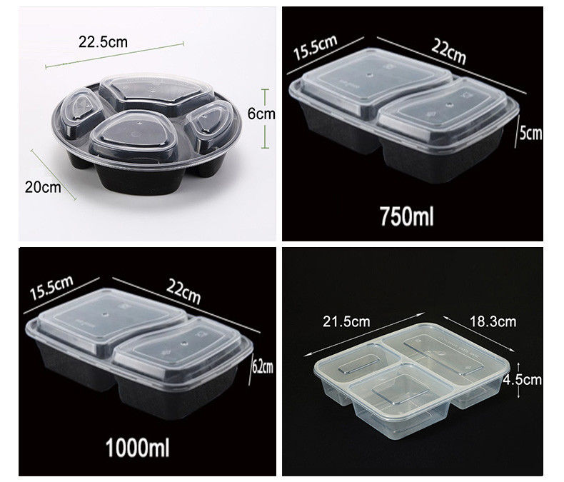 โปรแกรมอาหารจากพลาสติกโปร่ง 6 ช่อง กล่องเบนโต้ใช้ครั้งเดียว สําหรับโรงแรมและงาน