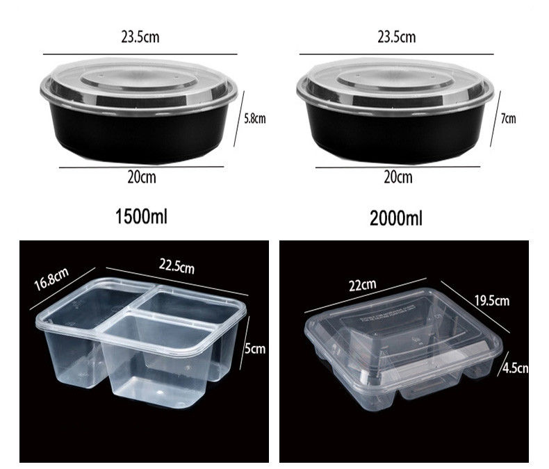 โปรแกรมอาหารจากพลาสติกโปร่ง 6 ช่อง กล่องเบนโต้ใช้ครั้งเดียว สําหรับโรงแรมและงาน