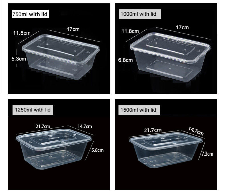 โปรแกรมอาหารจากพลาสติกโปร่ง 6 ช่อง กล่องเบนโต้ใช้ครั้งเดียว สําหรับโรงแรมและงาน
