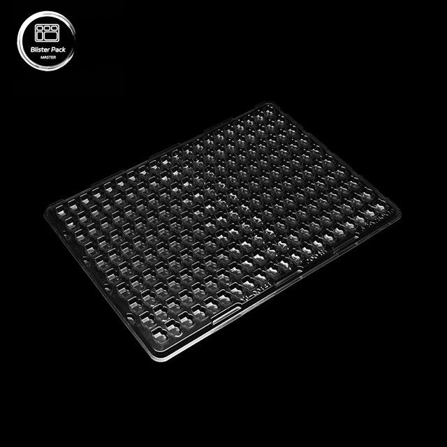 ช่องบรรจุความว่าง PET 200 Grid สําหรับส่วนประกอบอิเล็กทรอนิกส์ขนาดเล็ก